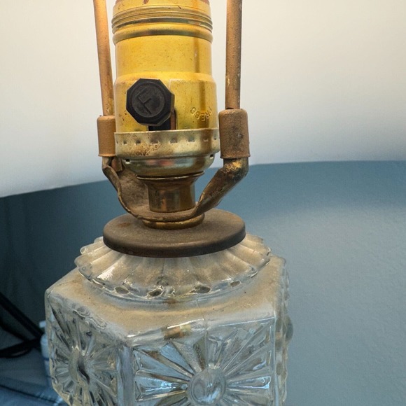 Underwriters Laboratories decorative Glass Table Lamp Knob Control Beige Vintage - Picture 10 of 13